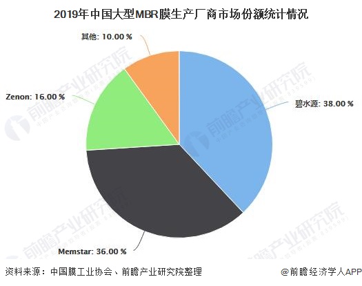 2019年中國大型MBR膜生產廠商市場份額統計情況